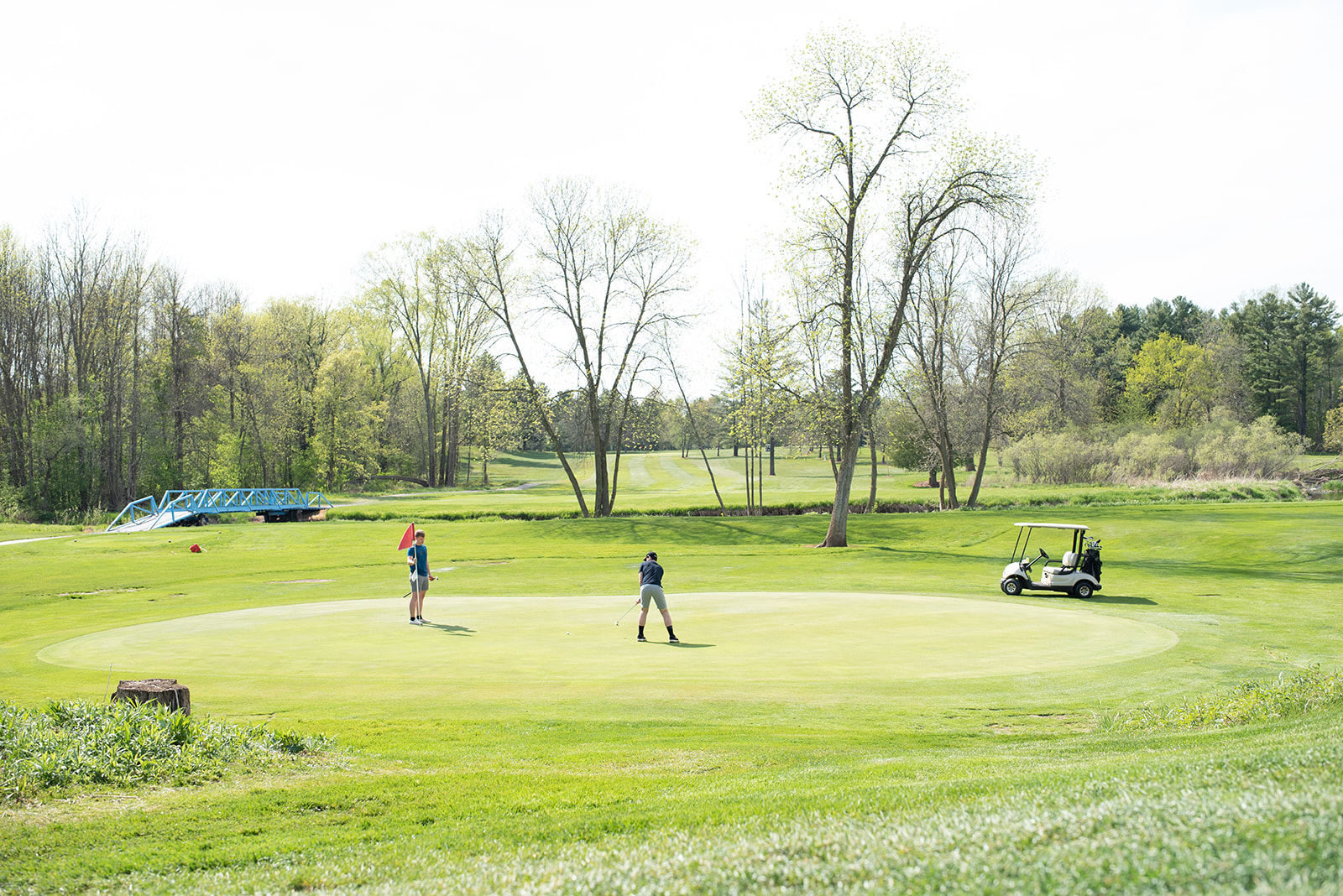 Golfers on the green at Pine Acres